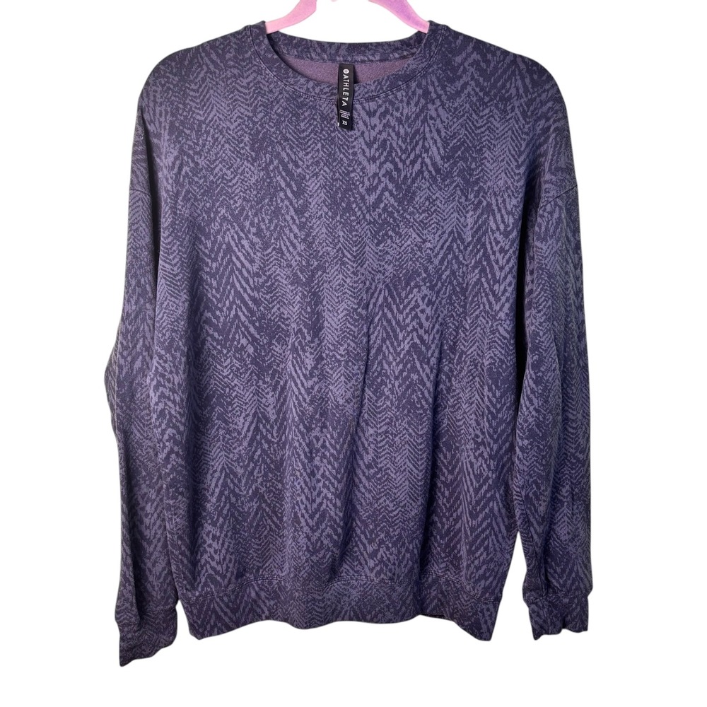 Athleta XS Sweatshirt Crew Neck Purple Lavender Print Tencel Blend Athleisure XS